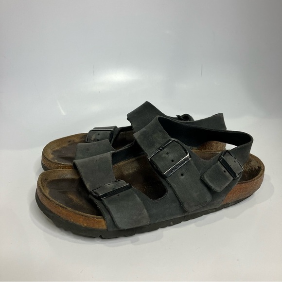 Birkenstock Milano black leather sandals casual trendy womens size 37 / 6 - Picture 4 of 10